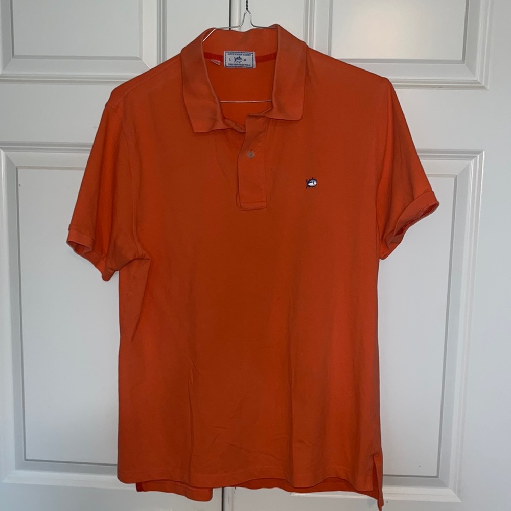 Southern Tier Skipjack Polo Shirt Orange Mens Large